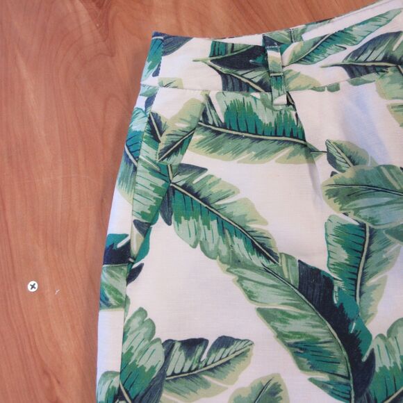 AMANDA UPRICHARD Wallace Beverly Linen Blend Shorts XS Banana Leaf Palm Leaves - Picture 2 of 13